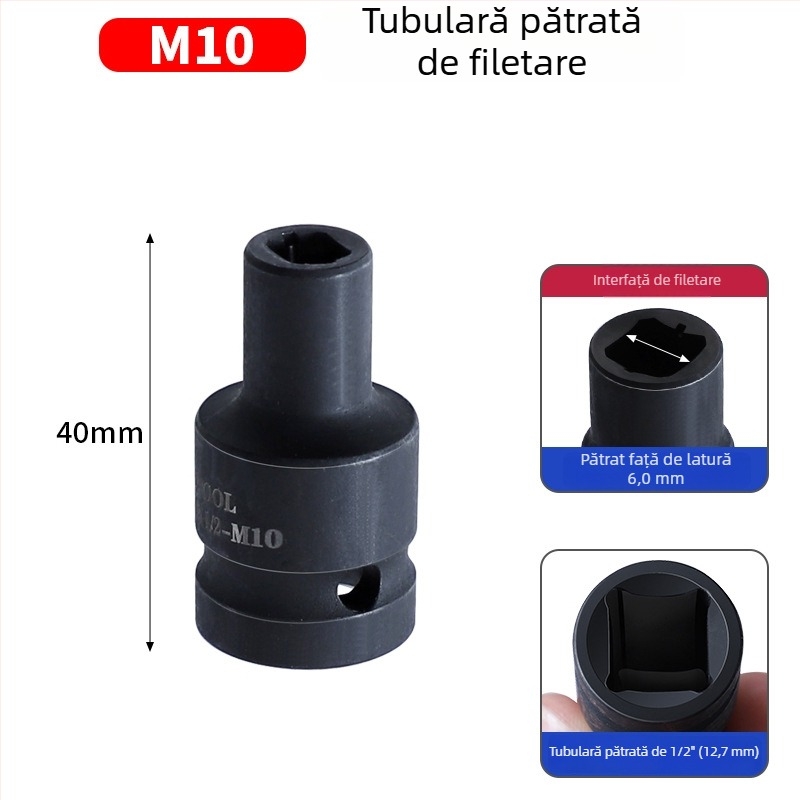 Mufă pătrată de 1/2 inch pentru cheie pneumatică, deschidere pătrată internă