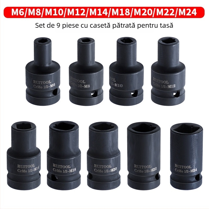 Mufă pătrată de 1/2 inch pentru cheie pneumatică, deschidere pătrată internă