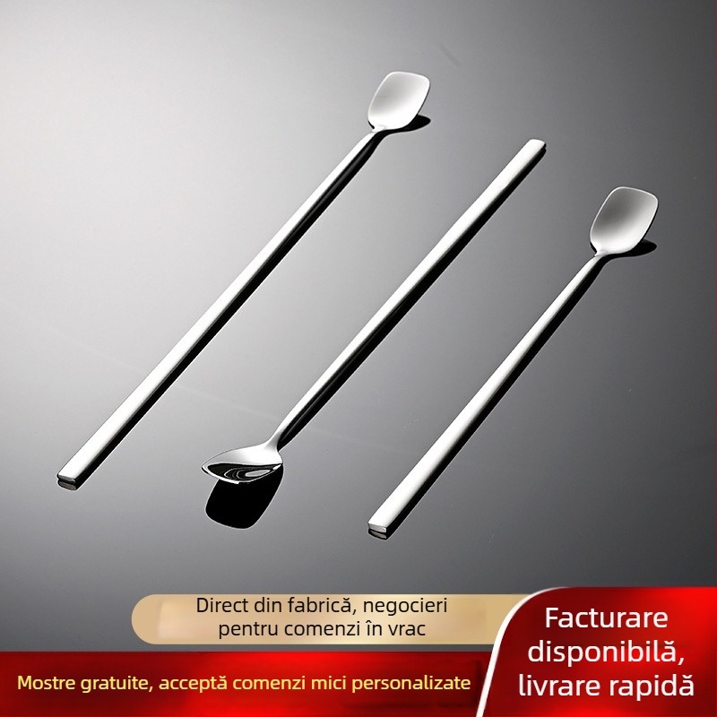 Tianlin oțel inoxidabil 316, lingură de amestec cu cap pătrat și mâner prelungit – lingură pentru gheață, lingură de bar, lingură de cafea și lingură de cocktail