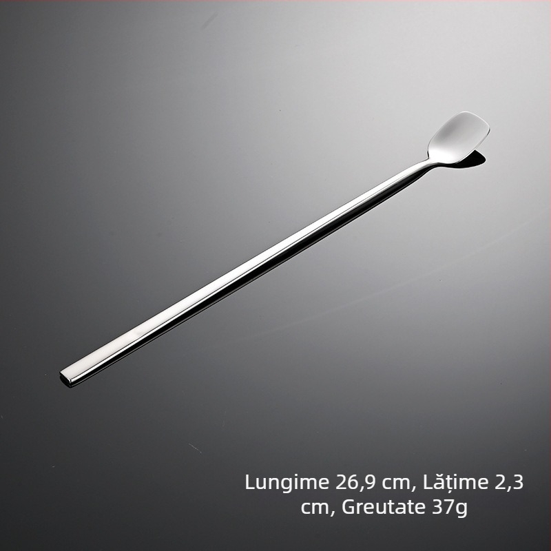 Tianlin oțel inoxidabil 316, lingură de amestec cu cap pătrat și mâner prelungit – lingură pentru gheață, lingură de bar, lingură de cafea și lingură de cocktail