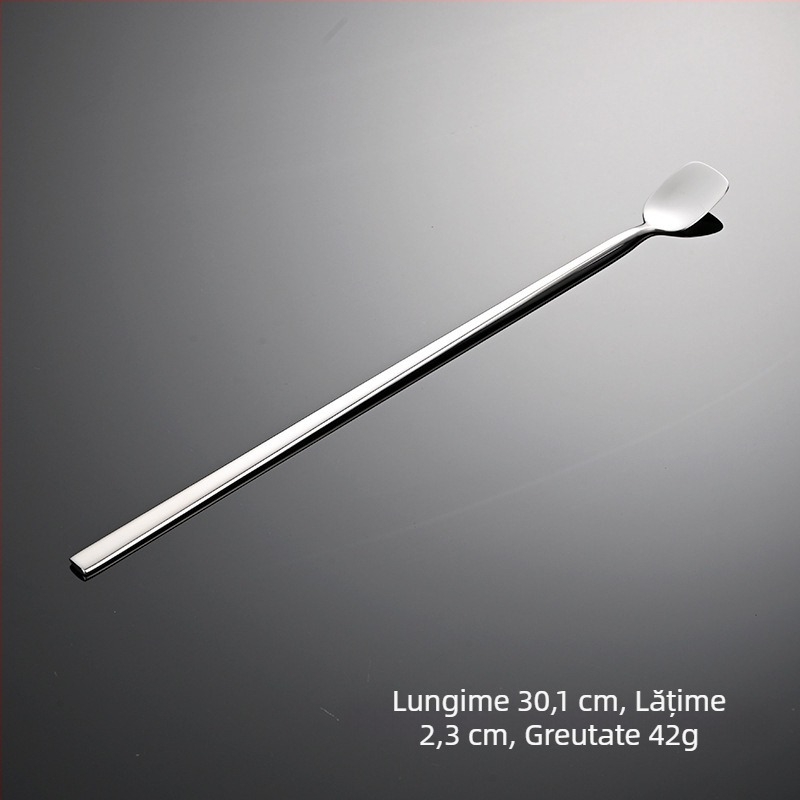 Tianlin oțel inoxidabil 316, lingură de amestec cu cap pătrat și mâner prelungit – lingură pentru gheață, lingură de bar, lingură de cafea și lingură de cocktail
