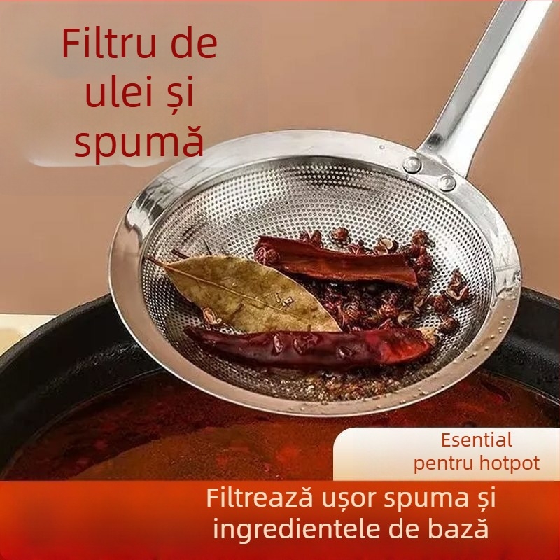 Lingură de spumare din oțel inoxidabil 304, plasă densă, filtru pentru ceai și separare a spumei pentru uz casnic