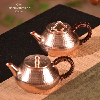 Ceainic din cupru, lucrat manual, pentru ceai Kung Fu – set de ceai și accesorii