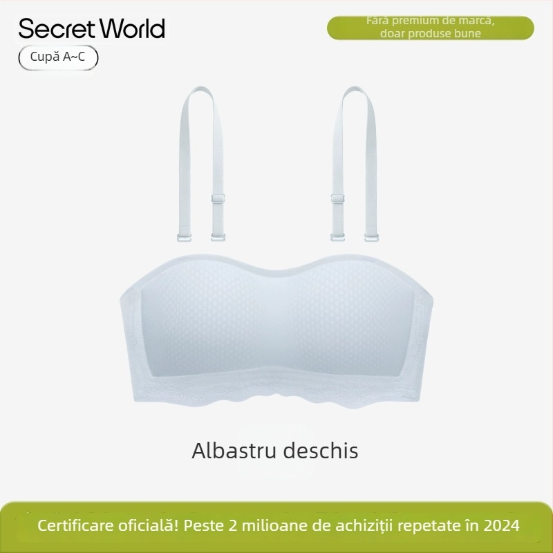 Sutien fără cusături, fără bretele, pentru femei, cupă unică pentru sân mic, lucios, subțire, fără burete
