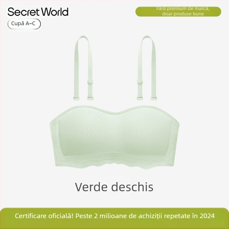 Sutien fără cusături, fără bretele, pentru femei, cupă unică pentru sân mic, lucios, subțire, fără burete