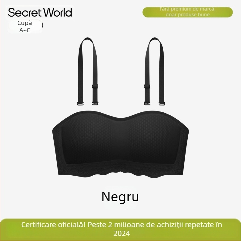 Sutien fără cusături, fără bretele, pentru femei, cupă unică pentru sân mic, lucios, subțire, fără burete