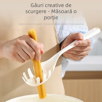 Lingură pentru tăiței în stil japonez, cu mâner lung, din plastic, într-un singur corp, ustensilă multifuncțională pentru paste și strecurător