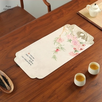 Set de ceremonie a ceaiului în stil Zen, chinezesc retro: covoraș pentru ceai, runner de masă, suport termic pentru ceainic și accesorii pentru ceremonia ceaiului