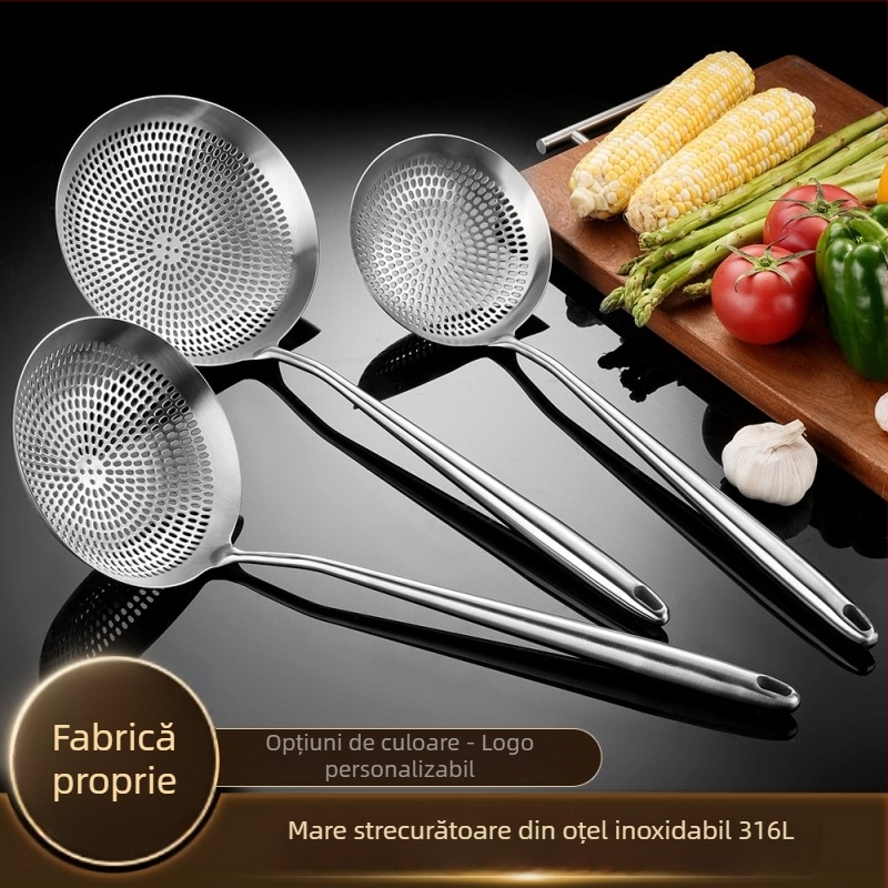 Colander din oțel inoxidabil 316 cu plasă lotus, lingură strecurătoare îngroșată, pentru bucătărie