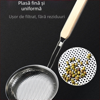 Lingură-filtru din oțel inoxidabil, mare, pentru hot pot și prăjit, sită groasă și adâncă