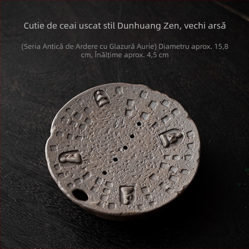 Suport ceramic circular pentru ceainic, stil Dunhuang Zen, set ceai cu tavă pentru stocare apă și drenaj