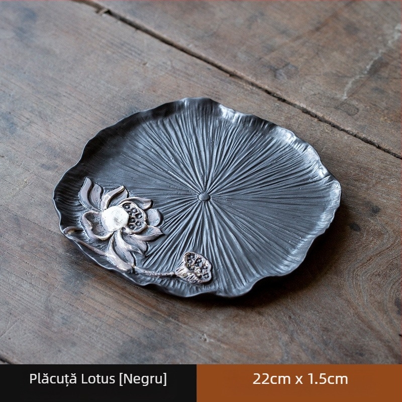 Tavă de ceai ceramică mică, în formă de frunză de lotus, stil retro, suport pentru ceainic, set Kung Fu de ceai, infuzare uscată