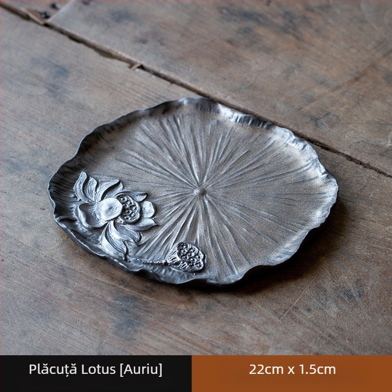 Tavă de ceai ceramică mică, în formă de frunză de lotus, stil retro, suport pentru ceainic, set Kung Fu de ceai, infuzare uscată