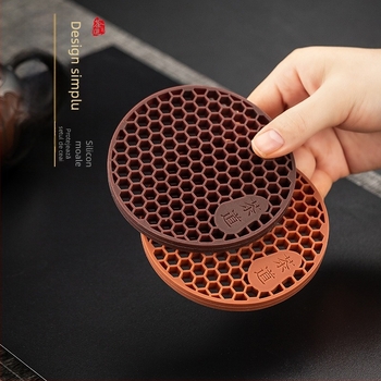Covoraș din silicon pentru ceainic cu drenaj gol și design antiaderent, covoraș pentru ceainic din lut purpuriu, covoraș termoizolant în stil chinezesc nou, covoraș pentru ceaiuri