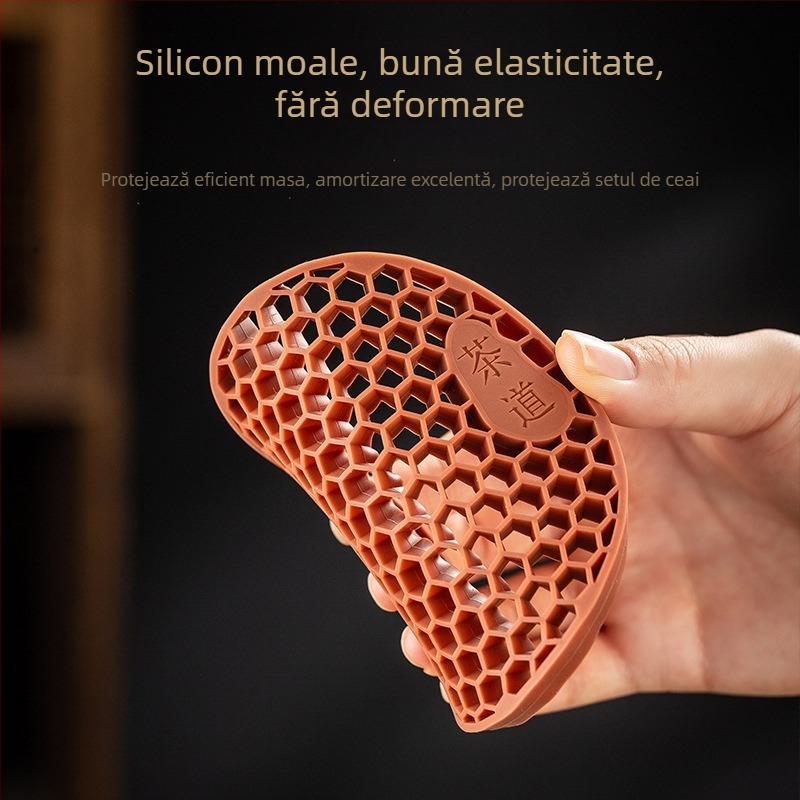 Covoraș din silicon pentru ceainic cu drenaj gol și design antiaderent, covoraș pentru ceainic din lut purpuriu, covoraș termoizolant în stil chinezesc nou, covoraș pentru ceaiuri