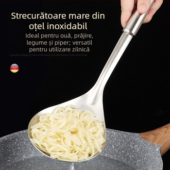 Lingură din oțel inoxidabil, sită mare pentru tăiței și găluște, filtru gros pentru prăjit în bucătărie