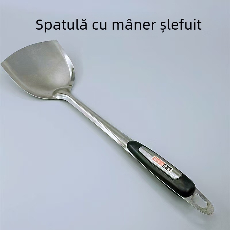 Unelte de bucătărie din oțel inoxidabil: spatulă pentru gătit, spatulă pentru prăjit, strecurătoare de supă