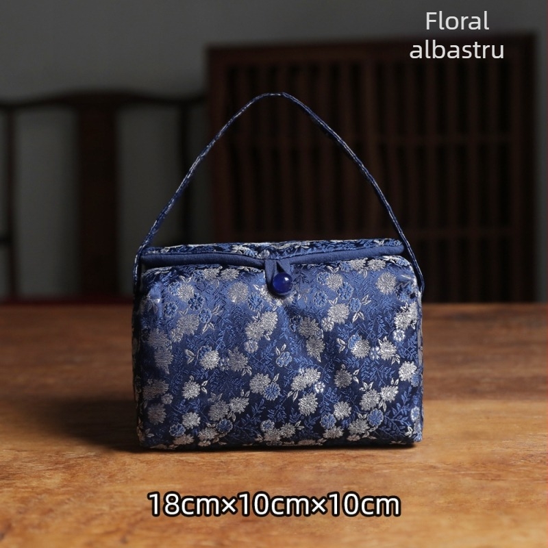 Erya Set de ceai floral, în husă de voiaj: ceainic, recipient pentru ceai și cești — un ceainic și două cești