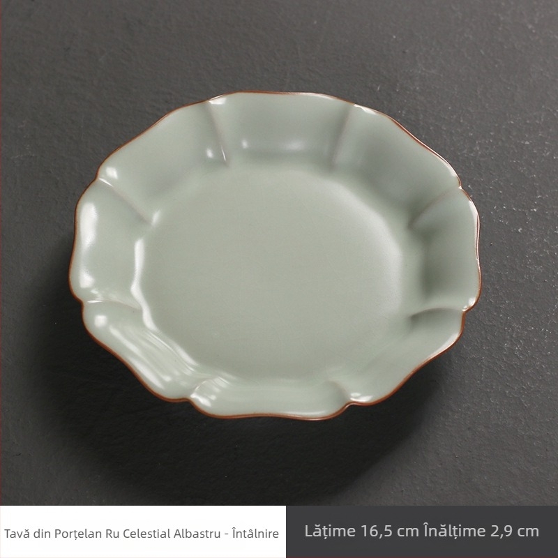 Set ceramic Tianqing Ruyao pentru ceremonia ceaiului, tavă uscată, covoraș pentru ceai și suporturi pentru cești