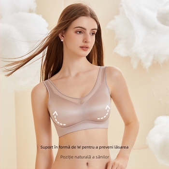  Sutien fara cusaturi, din satin moale de mătase, confortabil si respirabil, fara sârmă metalică, susținere superioară și susținere laterală