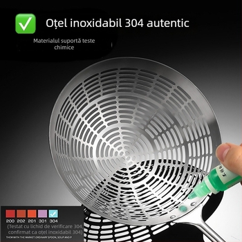 Lungă sită din oțel inoxidabil 304, mare, cu mâner lung, pentru gomboți și tăiței