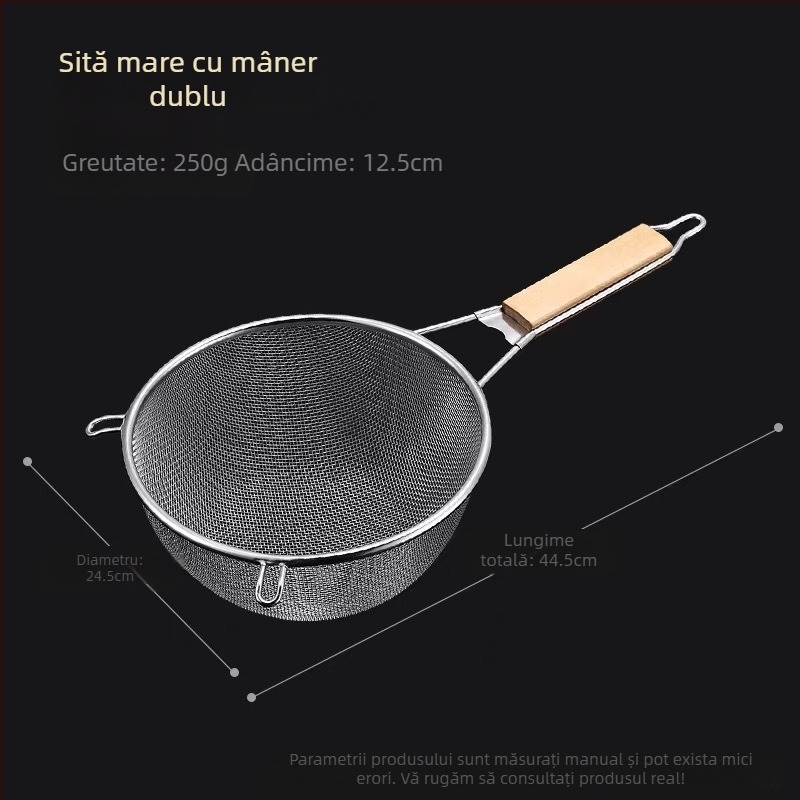 Filtru de ulei din oțel inoxidabil 304 cu mâner din lemn, sită ultra-fină pentru prăjit