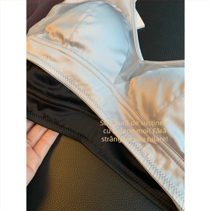 Sutien dublu din mulberry silk, plăcut la atingere, respirabil, textură perlată, fără sârmă