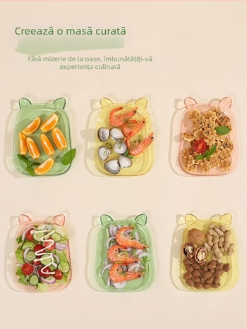 Farfurie din plastic cu design animat de purceluș pentru gustări, fructe și deserturi, diametrul 14 cm, formă neregulată, stil proaspăt și drăguț
