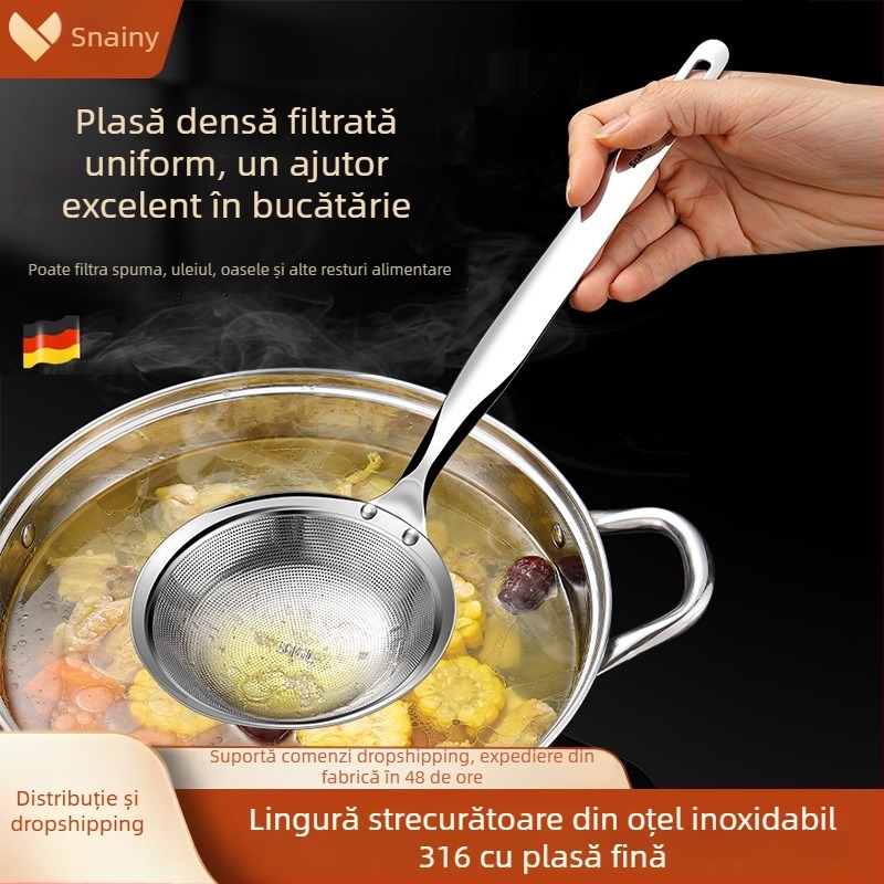 Lingură pentru spumă din oțel inoxidabil 316 pentru bucătărie de casă, separare a uleiului și filtrare
