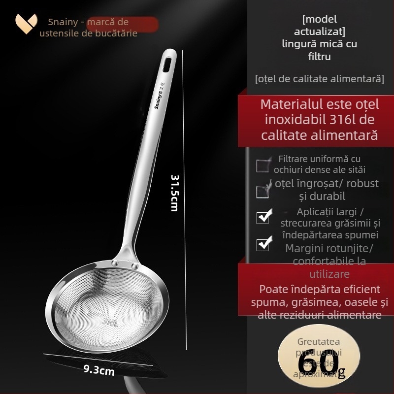 Lingură pentru spumă din oțel inoxidabil 316 pentru bucătărie de casă, separare a uleiului și filtrare
