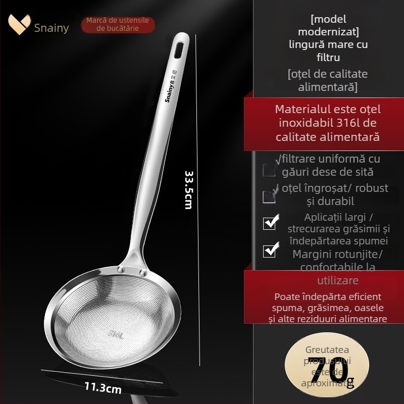 Lingură pentru spumă din oțel inoxidabil 316 pentru bucătărie de casă, separare a uleiului și filtrare