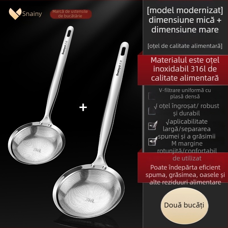 Lingură pentru spumă din oțel inoxidabil 316 pentru bucătărie de casă, separare a uleiului și filtrare