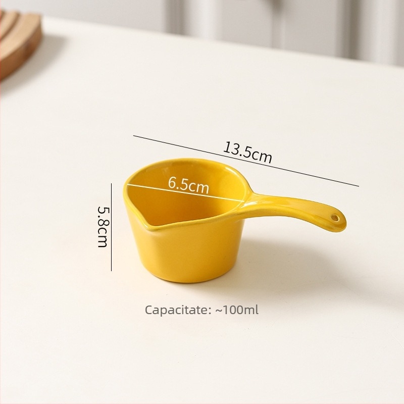 Set ceramic creativ pentru condimente și sosuri, cu farfurioare pentru sos de roșii, oțet, sos de piper și căni pentru espresso și lapte