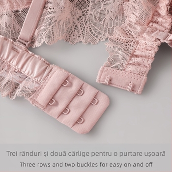 Sutien franțuzesc din mătase, cu cupă triunghiulară, decolteu încrucișat din dantelă, fără sârmă
