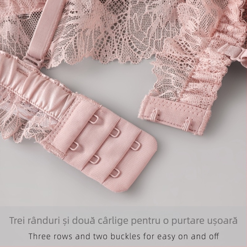 Sutien franțuzesc din mătase, cu cupă triunghiulară, decolteu încrucișat din dantelă, fără sârmă