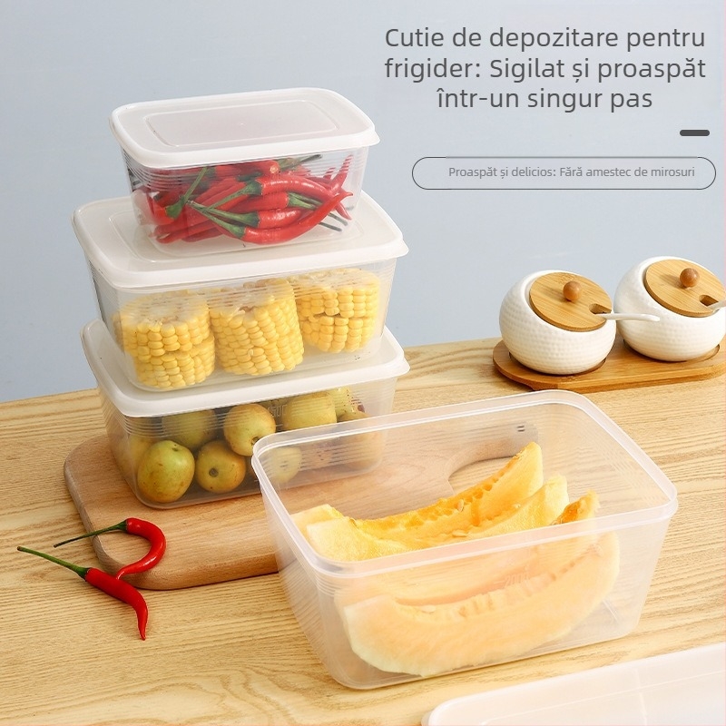 Recipient transparent pentru depozitarea alimentelor, cu capacitate mare, etanș pentru bucătărie, fructe și legume