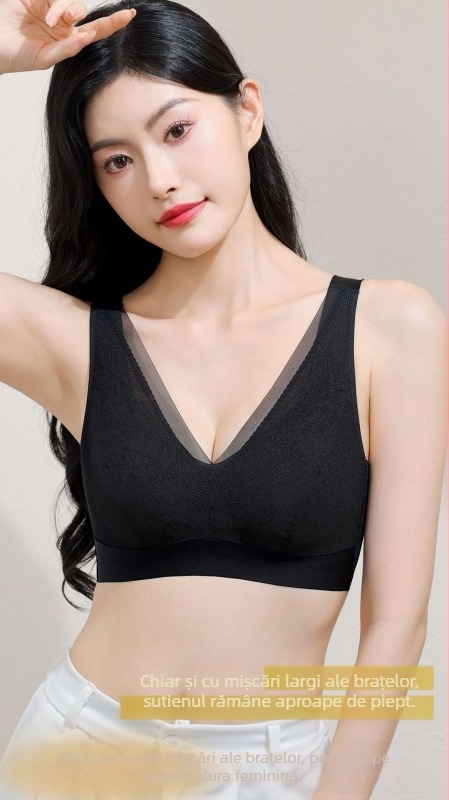 Sutien-vest luxos cu cupă interioară din latex, fără cusături, efect subțire, căptușit cu modal