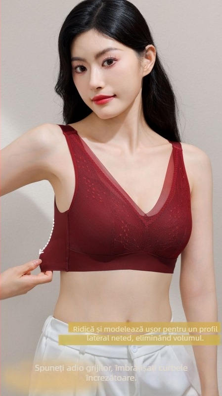 Sutien-vest luxos cu cupă interioară din latex, fără cusături, efect subțire, căptușit cu modal