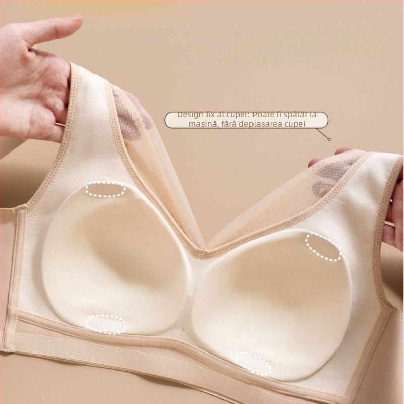 Sutien-vest luxos cu cupă interioară din latex, fără cusături, efect subțire, căptușit cu modal