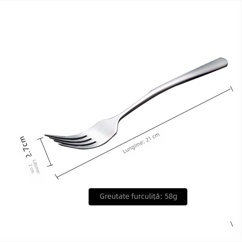 Set în stil european din oțel inoxidabil 304: cuțit pentru steak, furculiță și lingură, cu design îngroșat; versiune de două piese (cuțit și furculiță) sau trei piese (cuțit, furculiță și lingură)