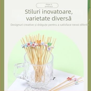 Mini frigărui cu fructe caramelizate – bețișoare de bambus de unică folosință pentru fructe, burgeri și cocktailuri, bețișoare decorative
