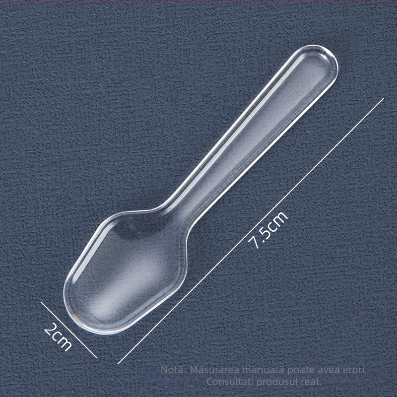 Linguri de degustare, de unică folosință, ambalaj individual, transparente, pentru iaurt, înghețată și budincă, mici