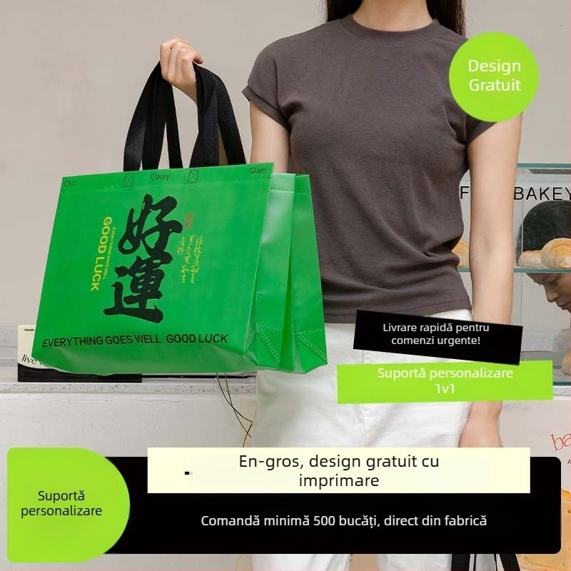 Geantă de umăr din material nețesut pentru haine și cadouri, pliabilă, laminată, ecologică, personalizabilă