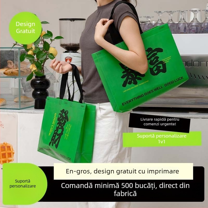 Geantă de umăr din material nețesut pentru haine și cadouri, pliabilă, laminată, ecologică, personalizabilă