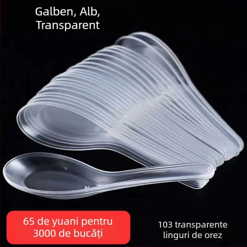 Lingură de unică folosință pentru orez, lingură cu mâner scurt pentru restaurante, transparentă, albă și galbenă, PP alimentar