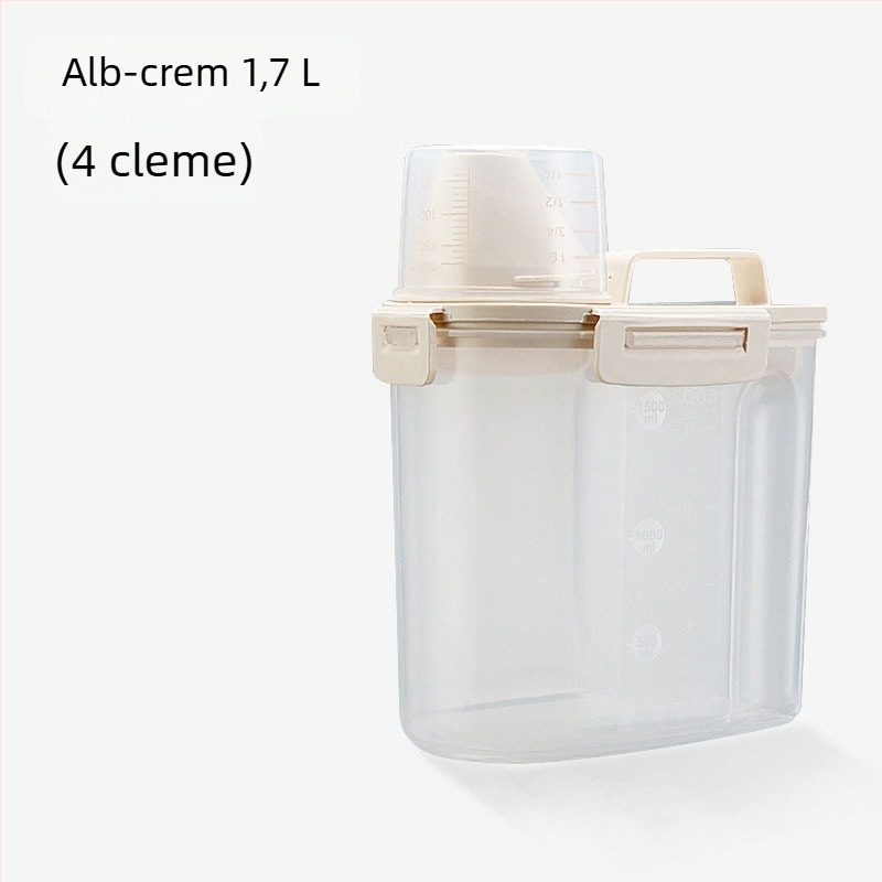 Recipient de depozitare a hranei pentru animale de companie, portabil, sigilat, rezistent la umiditate, cu pahar de măsurare, pentru hrană de câine și pisică, capacitate 1.7L/3L