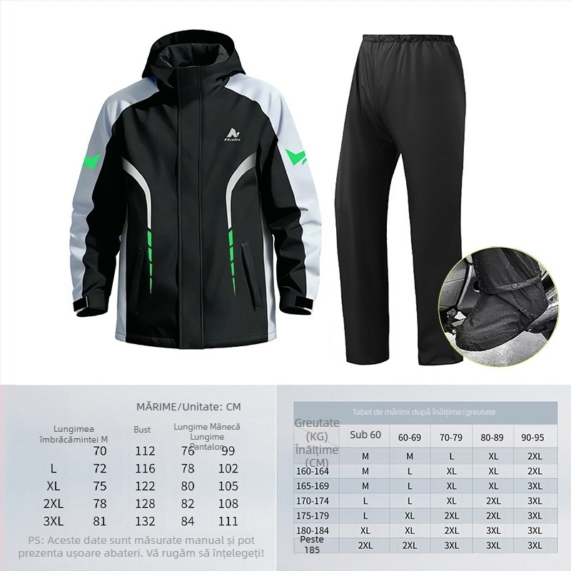 Set de haine impermeabile din două piese: geacă și pantaloni, protecție completă împotriva ploii pentru adulți, unisex, pentru mers cu bicicleta electrică, elemente reflectorizante