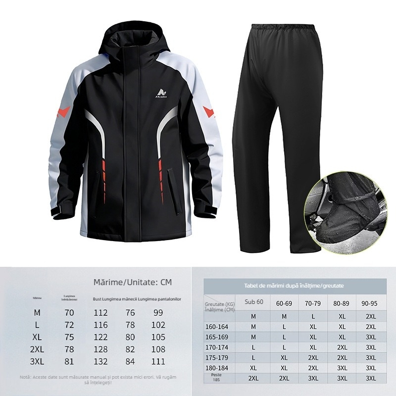 Set de haine impermeabile din două piese: geacă și pantaloni, protecție completă împotriva ploii pentru adulți, unisex, pentru mers cu bicicleta electrică, elemente reflectorizante