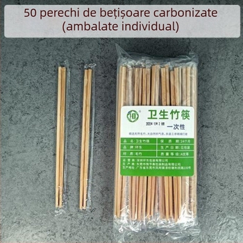 Bețișoare de unică folosință din bambus carbonizat, ambalate individual, îngroșate pentru utilizare comercială și pentru comenzi la pachet