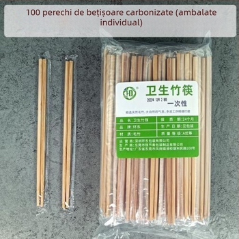 Bețișoare de unică folosință din bambus carbonizat, ambalate individual, îngroșate pentru utilizare comercială și pentru comenzi la pachet